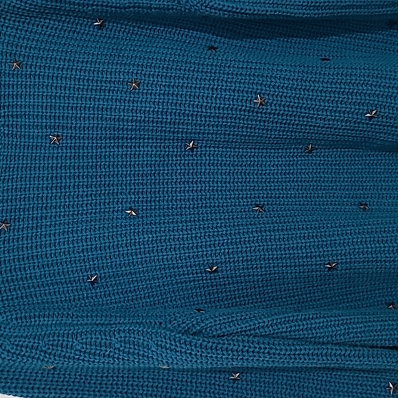Wildfox Erika Stud Star Open Back Teal Blue Sweater - Picture 4 of 10